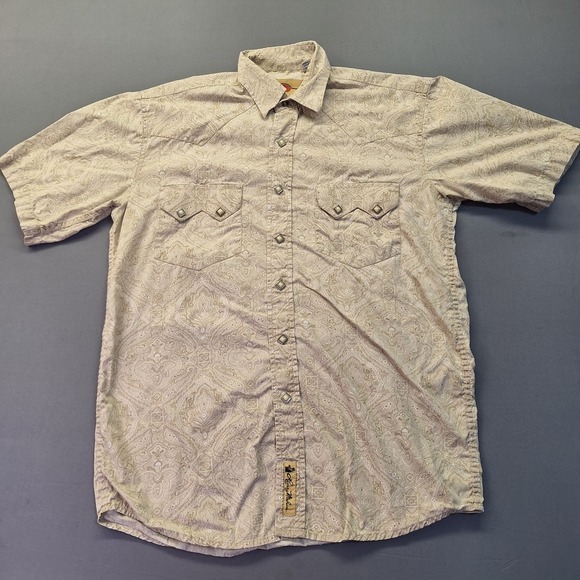 Larry Mahan Other - Larry Mahan Mens Paisley Western Pearl Snap‎ Shirt Tan Short Sleeve Small cowboy